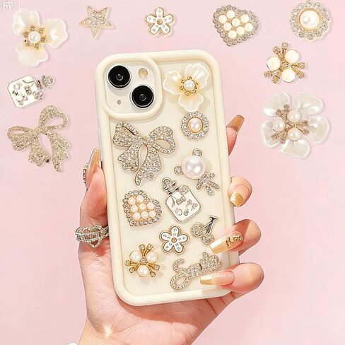 Junk Case Charms Kit with Gule, Junk Phone Case Decorating Kit with Bling Flower Butterfly Flatback Pearls Rhinestone Accessories for DIY Phones Case Deco Making Supplies in Kuwait