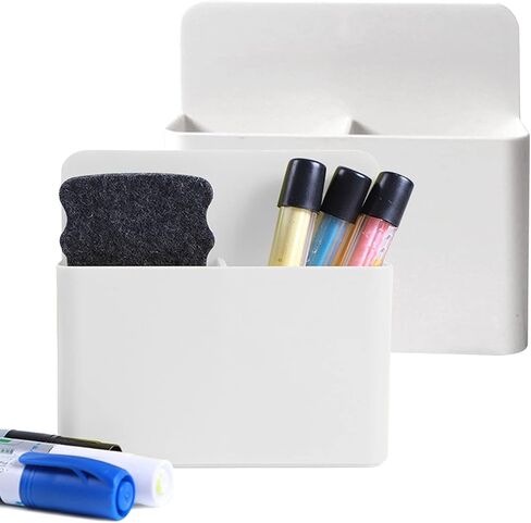 Magnetic Dry Erase Marker Holder, Magnetic Pen Marker Holder for Whiteboard, Fridge, Locker Accessories, Classroom, Office, Home, Magnet Pen Cup,1 Pack, White in Kuwait