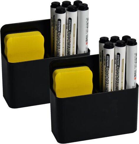 Magnetic Dry Erase Marker Holder, Magnetic Pen Marker Holder for Whiteboard, Fridge, Locker Accessories, Classroom, Office, Home, Magnet Pen Cup,1 Pack, White in Kuwait