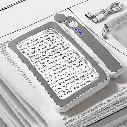 Rechargeable Magnifying Glass with Light, 5X Large Rectangular Page Magnifier, 12 Dimmable LEDs Folding Handheld Reading Magnifier for Seniors ＆ Low Vision in Saudi Arabia