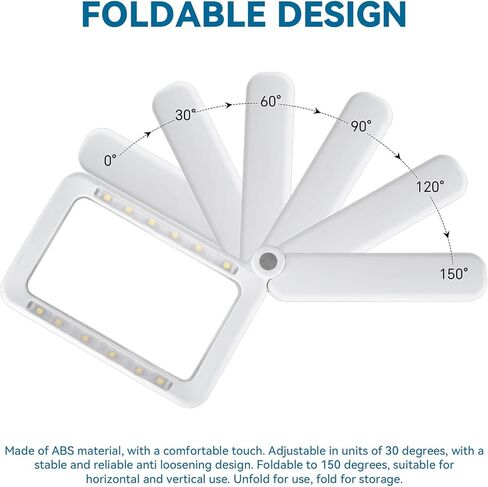 Rechargeable Magnifying Glass with Light, 5X Large Rectangular Page Magnifier, 12 Dimmable LEDs Folding Handheld Reading Magnifier for Seniors ＆ Low Vision in Saudi Arabia