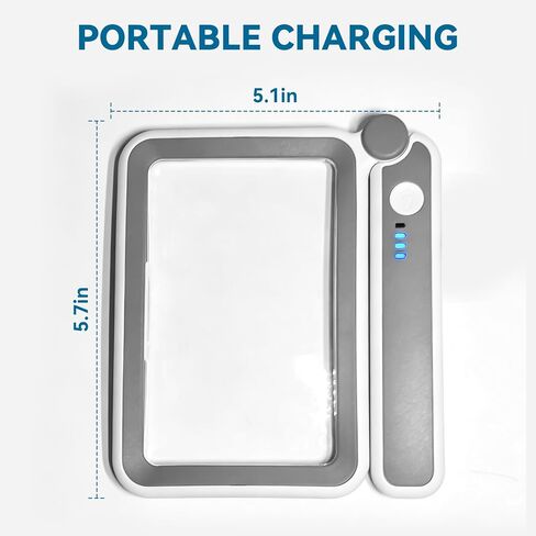 Rechargeable Magnifying Glass with Light, 5X Large Rectangular Page Magnifier, 12 Dimmable LEDs Folding Handheld Reading Magnifier for Seniors ＆ Low Vision in Saudi Arabia