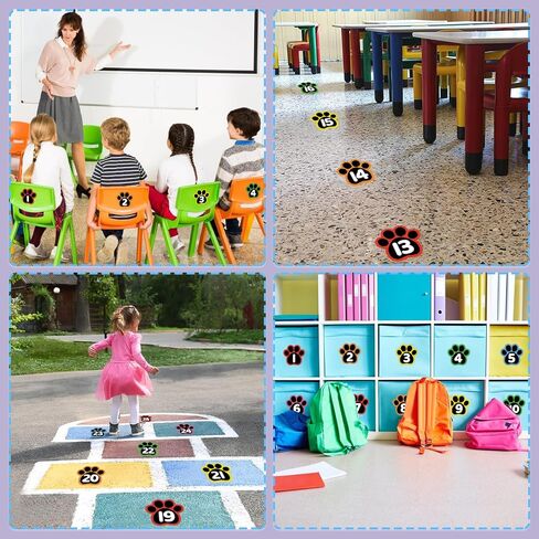 36pcs Line Up Spots Stickers for Classroom Floor, Waterproof Number Dots Stickers for Classroom, Removable Numbered Markers with Task & Blank Decals for Line Up, School Bus, Teacher Supplies in Saudi Arabia