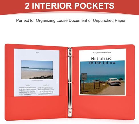 SUQJOY 1-inch 3 Ring Binde with 2 Inside Pockets, 1" Clear View Binder Holds US Letter Size 8.5'' x 11" Paper, 1“ Round Ring Binder for Office/Home/School Supply, 6 Pack (6 Colors Assorted) in Saudi Arabia