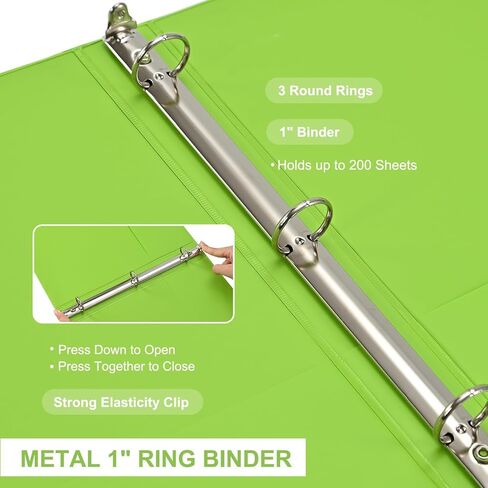 SUQJOY 1-inch 3 Ring Binde with 2 Inside Pockets, 1" Clear View Binder Holds US Letter Size 8.5'' x 11" Paper, 1“ Round Ring Binder for Office/Home/School Supply, 6 Pack (6 Colors Assorted) in Saudi Arabia