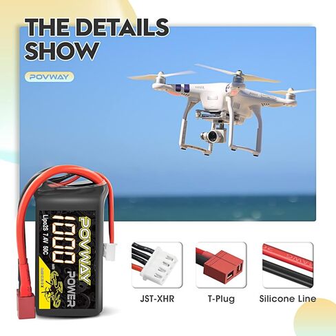 بطارية ليبو 7.4 فولت 2S 1000mAh 50C RC بطارية مع قابس T لـ 1/10 1/16 1/18 1/24 مقياس RC سيارة شاحنة تروجي in Kuwait