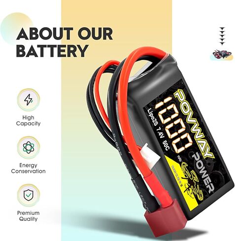 بطارية ليبو 7.4 فولت 2S 1000mAh 50C RC بطارية مع قابس T لـ 1/10 1/16 1/18 1/24 مقياس RC سيارة شاحنة تروجي in Kuwait
