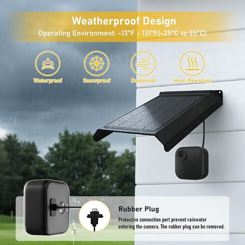 Solar Panel for Blink Camera, Solar Panels for Blink Outdoor 2K+/4(4th Gen)/(3rd Gen) XT3 and XT2/XT, Solar Charger Built-in 2000mAh Rechargeable Battery, Weatherproof Design (Camera Not Included) in Saudi Arabia