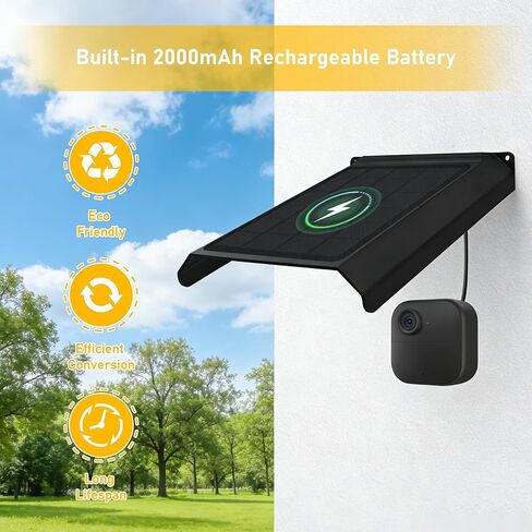 Solar Panel for Blink Camera, Solar Panels for Blink Outdoor 2K+/4(4th Gen)/(3rd Gen) XT3 and XT2/XT, Solar Charger Built-in 2000mAh Rechargeable Battery, Weatherproof Design (Camera Not Included) in Saudi Arabia