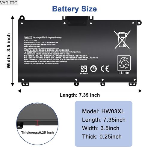 42Wh WDX0R Laptop Battery Compatible with Dell Inspiron 15 7579 7569 7560 5567 5565 5568 5570 5775, 13 5368 5378 7368 7378, 17 5765 5767, WDXOR P58F 3CRH3 P69G in Saudi Arabia