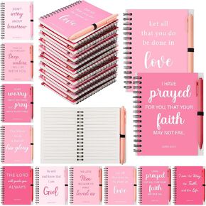 10 sets Pink Christian Gift Bulk Inspirational Prayer Journal Bible Spiral Notebook and Ballpoint Pen Religious Scripture Notepad for Women Teacher Church Gift Pink Party Favor in Kuwait