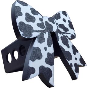 Trailer Hitch Cover, Croquette Bow Cow Pattern, Black & White, Fits 2 Inch Receivers, 3D Printed, 4.9" x 5.4 in Kuwait