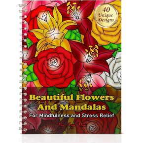 Adult Coloring Book for Women - Mandala and Flowers Designs - Stress Relief & Relaxation – Thick Paper Perforated Pages, Large A4 Format (40 Designs) in Saudi Arabia