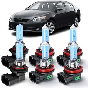 SHENKENUO Fit For Toyota Camry (2007-2018) 9005 High Beam + H11 Low Beam Ultra - High Performance Halogen Headlight Bulbs Combo & H11 Fog Bulbs,Plug-n-Play,Pack of 6 in Saudi Arabia