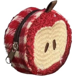 Womens Whimsy Twee Apple Bag Headphone Case Pencil Holder Zipper Makeup Pouch Funky Fruit Purse Y2k Accessories (Red,Circle) in Saudi Arabia