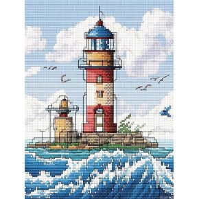 MIJVFNB Lighthouse and Wave Sea Gull Cross Stitch Kits for Beginners Pattern Stamped Cross Stitch Supplies Needlework DIY 11CT 3 Strands Cotton Thread Printed DIY Needlepoint Kits, 12x16 inch in Saudi Arabia