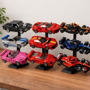 Display Stand for LEGO Speed Champions, Universal Car Riser with 15 Swappable Chassis Mounts, 3D Printed Showcase Rack for LEGO Vehicles & Small Scale Cars - 3 Pack (Cars Not Included) in Saudi Arabia