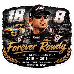 Kyle Busch Forever Rowdy Vinyl Sticker, 6 x 5.25 Inch Racing Tribute Decal, Multicolor Glossy Finish, for Car Laptop Tumbler Toolbox in Saudi Arabia