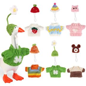 8-Piece Knitted Outfit Set for Desk Goose - 7 Inch Holiday Sweaters & Hats for Desktop Goose Decor in Saudi Arabia