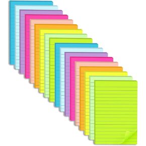 (18 Pack) Lined Sticky Notes 4x6 in,Large Notepads with Lines,Ruled Stickies Super Sticking Power,Office School Memo Note Pads Bright Colors,Post on Windows Doors,Recyclable,Easy to Write on in Saudi Arabia