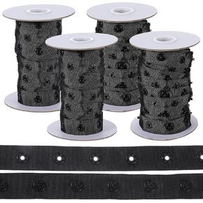 4 Rolls Black Snap Tapes for Sewing, Total 40 Yards Polyester Snap Button Tape Fastener Tape Snaps Ribbon Fasteners for DIY Craft Clothing Fabric Sewing Accessories in Saudi Arabia