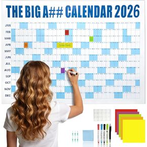 2026 The Big A## Calendar – 4 x 3ft Full Year Wall Calendar, Giant Dry Erase Yearly Planner – Includes 5 Markers, 100 Labels & Mounting Kit – Large Year Wall Calendar for Home Office School – Extra Large Calendar 2026 in Saudi Arabia