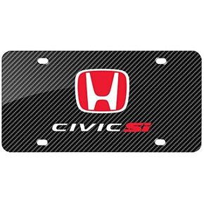 صورة iPick لسيارة Honda Civic Si ذات مظهر من ألياف الكربون باللون الأسود ولوحة ترخيص معدنية من الألومنيوم خاصة in Kuwait