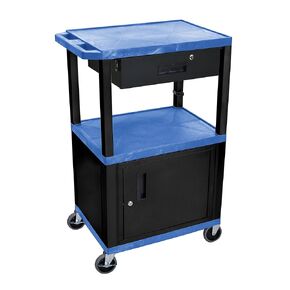 LUXOR WT42BUC2E-B/WTD 42"H AV Cart - 3 أرفف درج الكابينة - أسود in Kuwait
