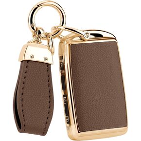 Soft Upper Leather TPU Key fob Cover Case for Mazda CX-3 CX-5 CX-9 2019-2026 Accessories with Keychain (Gold-Edged Light Pink) in Kuwait