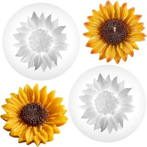 2Pcs Sunflower Silicone Molds, 3D Flower Fondant Mold Chocolate Cake Decoration Molds for DIY Tealight Candle Soap Wax Polymer Clay Epoxy Resin Concrete Art Craft Home Ornament in Kuwait