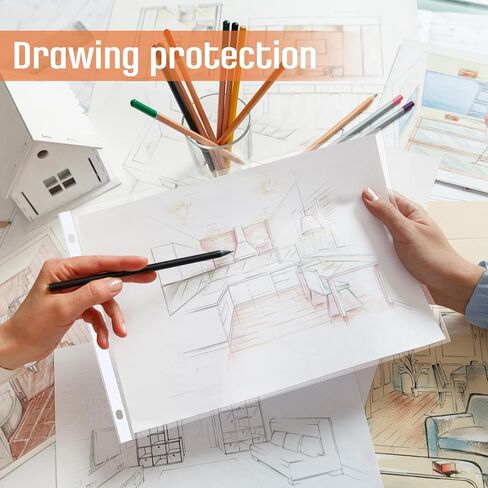 50 حزمة من واقيات الأوراق مقاس 11 × 14 بوصة من Gilprop، وأكمام ذات مناظر طبيعية ثقيلة الوزن مقاس 11 × 14، وأكمام بلاستيكية شفافة بحجم دفتر الأستاذ، 3 فتحات مثقوبة تناسب 3 مجلدات حلقية in Kuwait