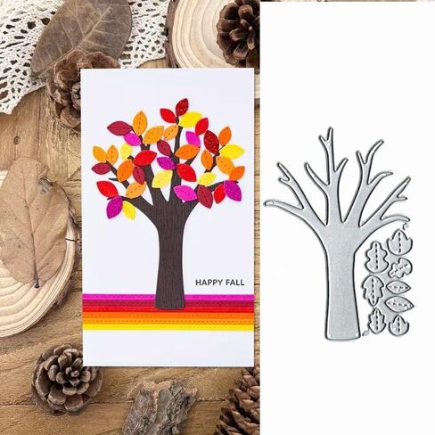 Fall Leaves Tree Frame Dies Metal Die Cuts, Fall Leaves Tree Frame Cutting Dies Cut Stencils for DIY Scrapbooking Cards Photo Album Decorative Embossing Paper Dies for Scrapbooking Card Making in Kuwait