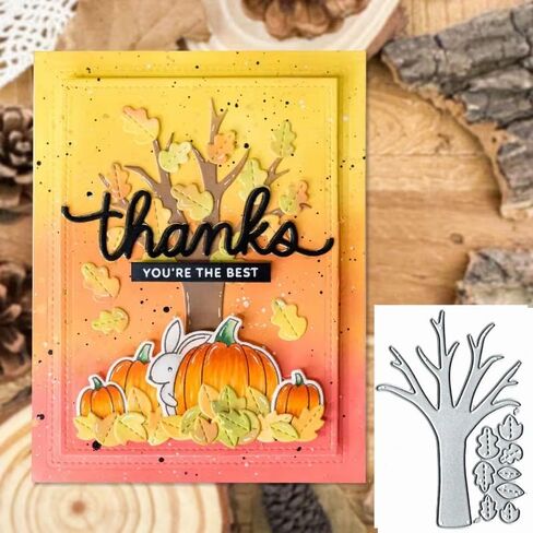 Fall Leaves Tree Frame Dies Metal Die Cuts, Fall Leaves Tree Frame Cutting Dies Cut Stencils for DIY Scrapbooking Cards Photo Album Decorative Embossing Paper Dies for Scrapbooking Card Making in Kuwait