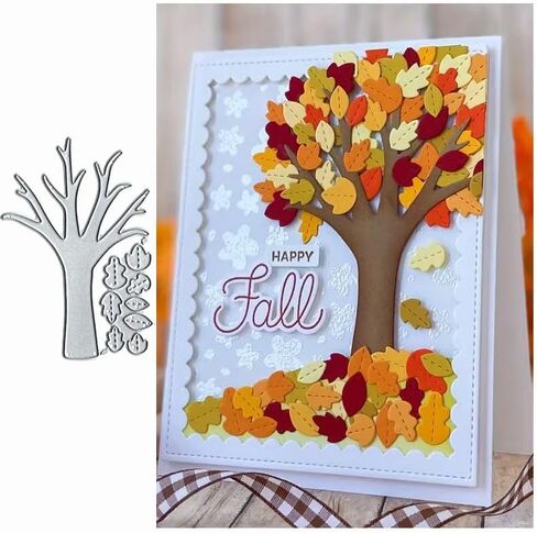 Fall Leaves Tree Frame Dies Metal Die Cuts, Fall Leaves Tree Frame Cutting Dies Cut Stencils for DIY Scrapbooking Cards Photo Album Decorative Embossing Paper Dies for Scrapbooking Card Making in Kuwait