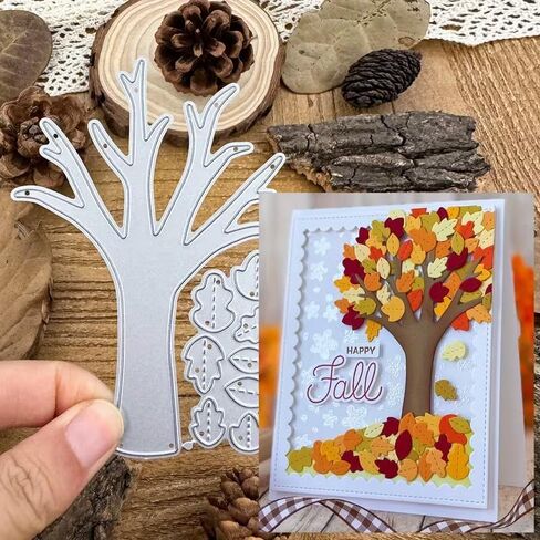 Fall Leaves Tree Frame Dies Metal Die Cuts, Fall Leaves Tree Frame Cutting Dies Cut Stencils for DIY Scrapbooking Cards Photo Album Decorative Embossing Paper Dies for Scrapbooking Card Making in Kuwait