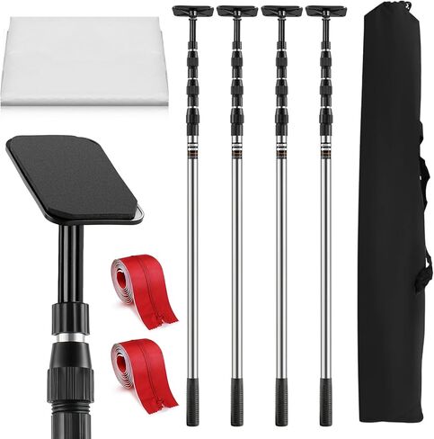 10FT Dust Barrier Poles, 4 Pack Spring Retractable Zipper Wall Poles for Dust Barrier System with 2 Heavy-Duty Zippers & Plastic Film, for Interior Decoration, Remodeling & Isolation Work in Saudi Arabia