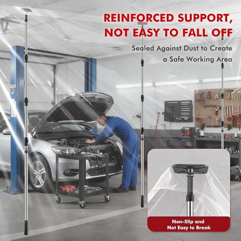 10FT Dust Barrier Poles, 4 Pack Spring Retractable Zipper Wall Poles for Dust Barrier System with 2 Heavy-Duty Zippers & Plastic Film, for Interior Decoration, Remodeling & Isolation Work in Saudi Arabia