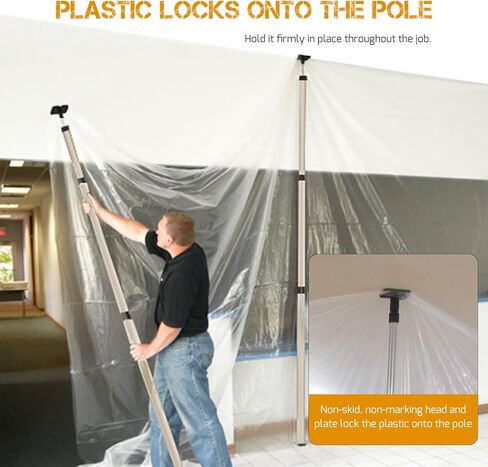 4 Pack Stainless Steel Zipper Walls Poles Kit, 12FT Retractable Efficient Construction Temporary Dust Containment Barrier System in Saudi Arabia