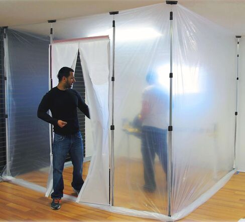 4 Pack Stainless Steel Zipper Walls Poles Kit, 12FT Retractable Efficient Construction Temporary Dust Containment Barrier System in Saudi Arabia