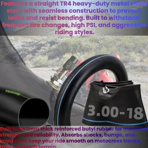 4.10/4.50-18" Heavy Duty Dirt Bike Inner Tube with TR4 Straight Valve for 110/100-18,110/90-18,110/80-18,120/90-18,120/80-18,100/100-18 Motorycle Rear Tire in Saudi Arabia