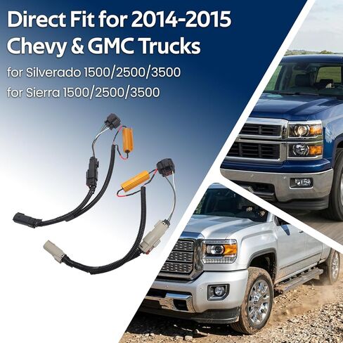 مجموعة Hyper Flash Fix - محول تسخير لـ 2014-2015 Chevy Silverado/Sierra لتثبيت مصابيح LED الخلفية في المصنع 2016-2018 | لا يوجد ربط، مقاومات مدمجة in Kuwait