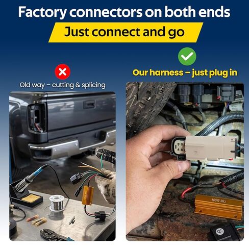 مجموعة Hyper Flash Fix - محول تسخير لـ 2014-2015 Chevy Silverado/Sierra لتثبيت مصابيح LED الخلفية في المصنع 2016-2018 | لا يوجد ربط، مقاومات مدمجة in Kuwait