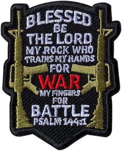 Blessed Be The Lord My Rock Psalm 144:1 Hook and Loop Patch for Backpacks Hats Vest Dog Harness Bags, Size 3" Sewing Patches, Tactical Appliques for Clothes, Embroidery Patch, Christian Gifts in Saudi Arabia