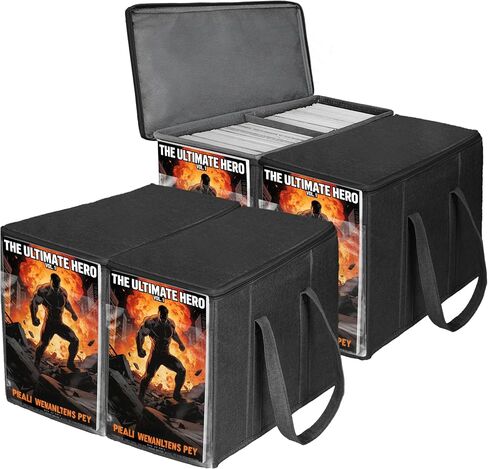 2 Pack Fabric Comic Book Storage Box, Sturdy Comic Book Holder with Adjustable Divider, Collapsible Book Organizer Holds 160-180 Comic Book Heavy Duty Bin Container, Black in Saudi Arabia
