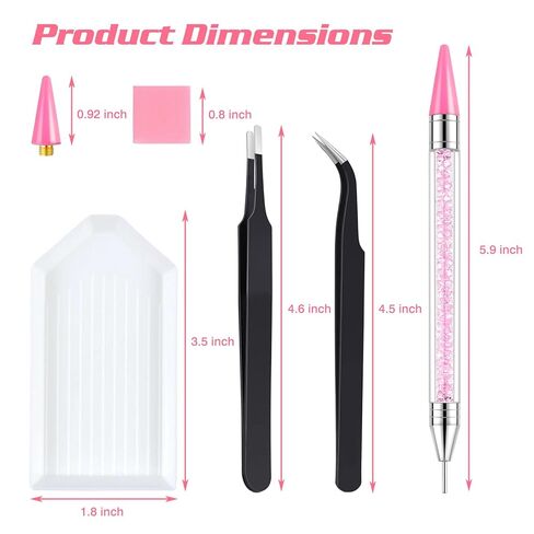 22Pcs Rhinestone Picker Tool Kit - 3 Dual-Ended Bedazzling Pen, 9 Extra Wax Head, 1 Curved & 1 Flat Tweezers, 2 Clay, 6 Grooved Tray for Nail Gems & Diamond Art in Saudi Arabia