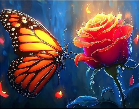 Jiqinsiye Butterfly Diamond Painting Kits for Adults,Flower Diamond Art Kit Full Round Drill,Gem Art for Beginner,Gifts,Home Wall Decor in Saudi Arabia