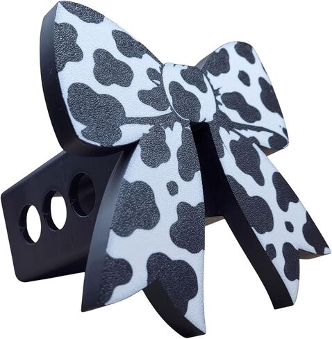 Trailer Hitch Cover, Croquette Bow Cow Pattern, Black & White, Fits 2 Inch Receivers, 3D Printed, 4.9" x 5.4 in Kuwait