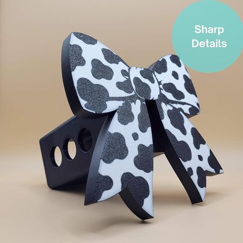 Trailer Hitch Cover, Croquette Bow Cow Pattern, Black & White, Fits 2 Inch Receivers, 3D Printed, 4.9" x 5.4 in Kuwait