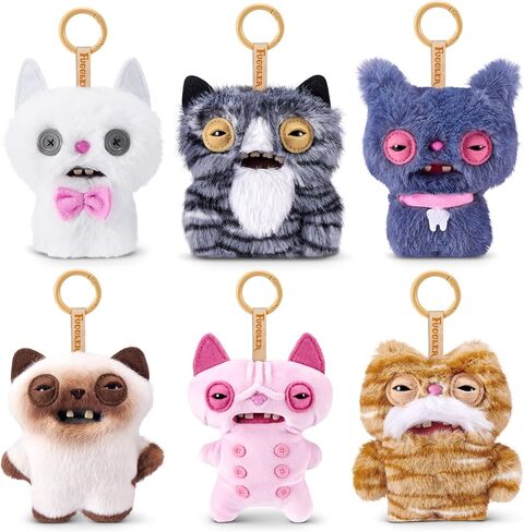 حلقة مفاتيح Fuggler Alley Cat مقاس 5 بوصات من القطيفة قابلة للجمع (6 عبوات) من ZURU Funny Ugly Monster تتميز بتصميم قطة مؤذ، وأسنان مميزة، وسلسلة مفاتيح مشبكة للمفاتيح وحقائب الظهر in Kuwait