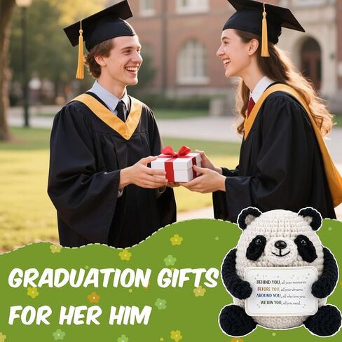 MHSMHL Mini Funny Crochet Panda, 2026 Graduation Gift for Her Him, College High Middle School Graduation Gifts, 2026 Graduates Handmade Emotional Support Animal Panda Bear Grad Gifts in Saudi Arabia
